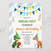 Dinosaur Bowling invitation anniversaire (Devant / Derrière)