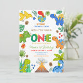 Dinosaur boy 1st birthday kaart (Staand voorkant)