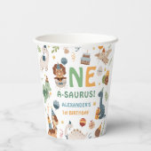 Dinosaur Boy 1st Birthday One A-Saurus Dino Papieren Bekers (Achterkant)