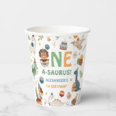 Dinosaur Boy 1st Birthday One A-Saurus Dino Papieren Bekers (Voorkant)