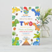 Dinosaur boy 2nd birthday kaart (Staand voorkant)