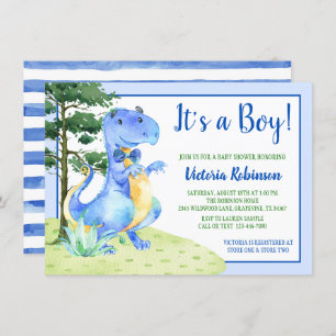 Dinosaur Boy Baby shower Kaart