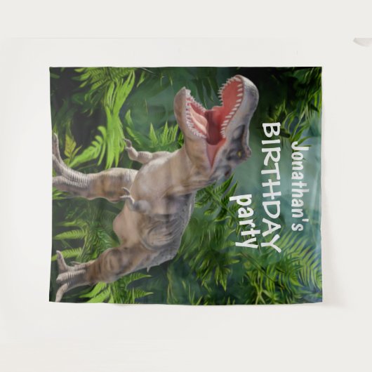 Dinosaur Boy BIRTHDAY Backdrop Wandkleed (Voorkant (horizontaal))