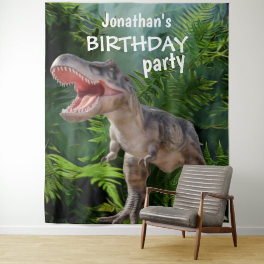 Dinosaur Boy BIRTHDAY Backdrop Wandkleed (In situ)