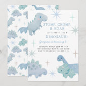 Dinosaur Boy Birthday Party Invitation Kaart (Voorkant / Achterkant)