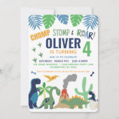 Dinosaur Boy Blue Anniversaire Invitation (Devant)