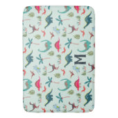 Dinosaur boy Blue monogram all-over print kinderen Badmat (Voorkant Verticaal)