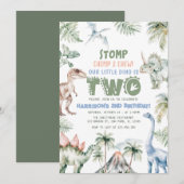 Dinosaur Boy Dino Verjaardagsfeest Kaart (Voorkant / Achterkant)