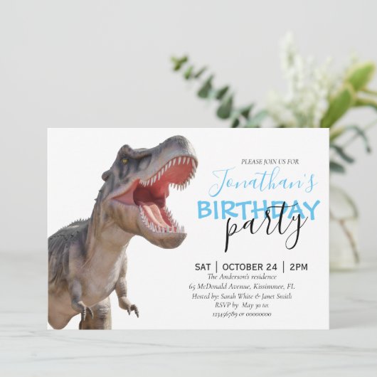 Dinosaur Boy Faire-part (Debout devant)