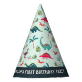 Dinosaur boy First Birthday Blue Party Pet Feesthoedjes (Voorkant)