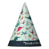 Dinosaur boy First Birthday Blue Party Pet Feesthoedjes (Links)