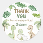 Dinosaur Boy Green 1e verjaardag Ronde Sticker (Voorkant)