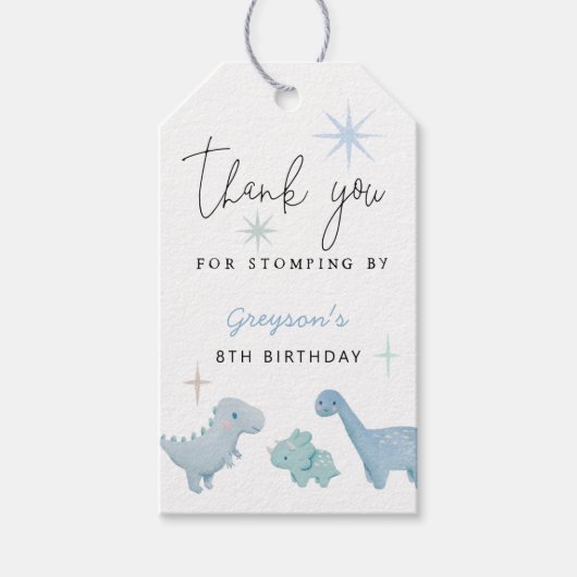 Dinosaur Boys Birthday Party Cadeaulabel (Voorkant)