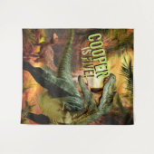 Dinosaur Boys Verjaardag TRex | Aangepaste naam ac Wandkleed (Voorkant (horizontaal))