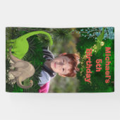 Dinosaur brachiosaurus oerwoud foliejongens foto spandoek (Horizontaal)