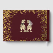 Dinosaur Bride and Groom Burgundy Wedding Gold (Verso)