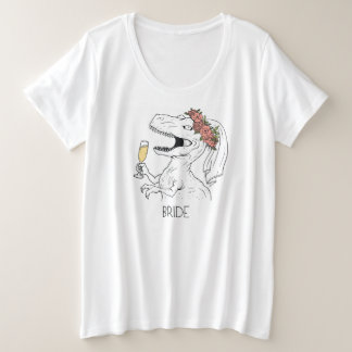 Dinosaur Bride Plus Size V-Neck Grote Maat T-shirt