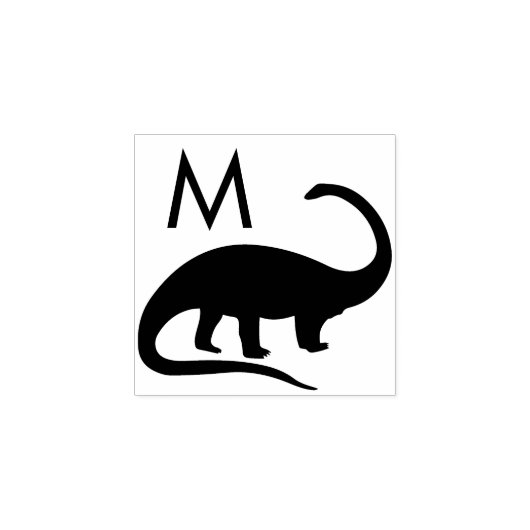 Dinosaur Brontosaurus Cute Kind Monogram Initiaal Rubberstempel (Afrduk)