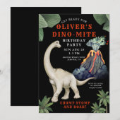 Dinosaur Brontosaurus Invitation de fête d'anniver (Devant / Derrière)