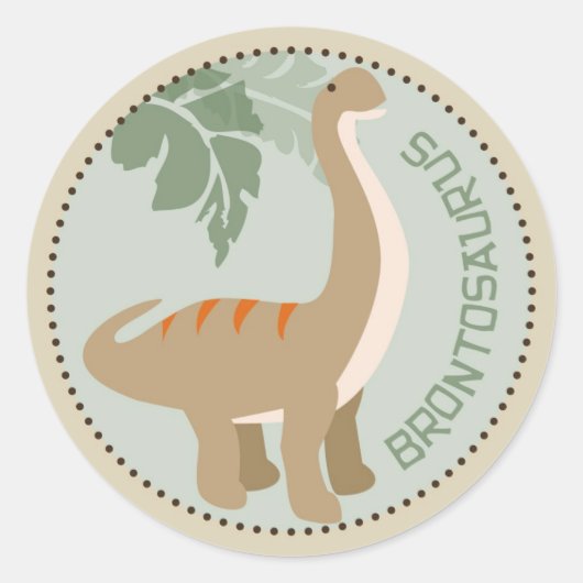 Dinosaur Brontosaurus Verjaardag Cupcake Topper Ronde Sticker (Voorkant)