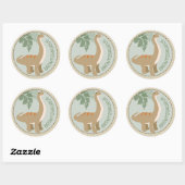 Dinosaur Brontosaurus Verjaardag Cupcake Topper Ronde Sticker (Vel)