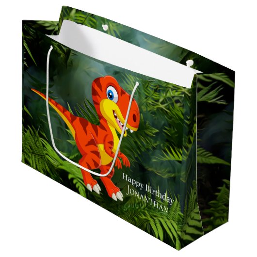 Dinosaur Brown T Rex Jurassic Party Groot Cadeauzakje (Voorkant Gekanteld)