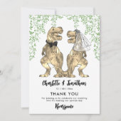 Dinosaur bruid en bruidegom bruiloft dank u bedankkaart (Voorkant)