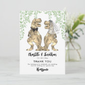 Dinosaur bruid en bruidegom bruiloft dank u bedankkaart (Staand voorkant)