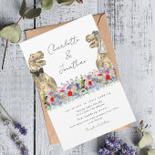 Dinosaur Bruid en Bruidegom Wildflower Kaart