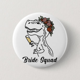 Dinosaur Bruids Squad Bruidsmeisje Bachelorette Fe Ronde Button 5,7 Cm