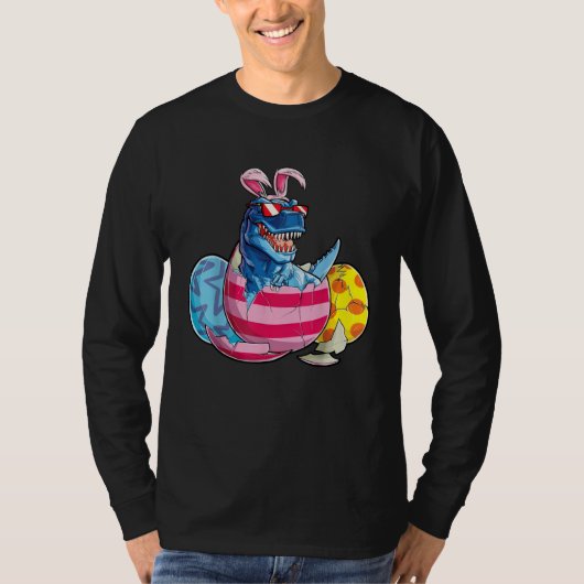 Dinosaur Bunny Ears Sunglasses Rabbit Eggs Easter  T-shirt (Voorkant)