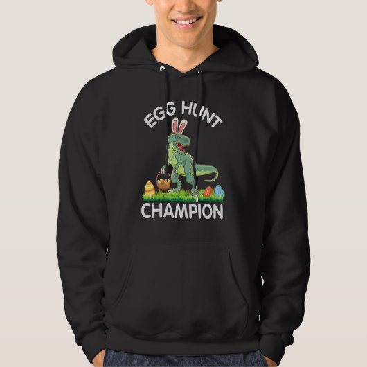 Dinosaur Bunny Hunting Easter Eggs Champion Hoodie (Voorkant)