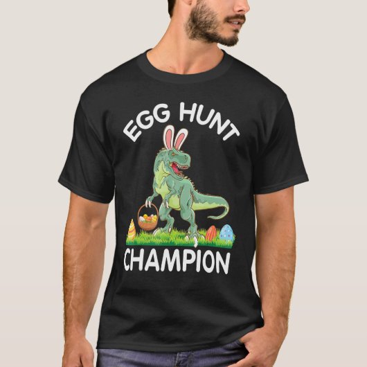 Dinosaur Bunny Hunting Easter Eggs Champion T-shirt (Voorkant)