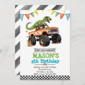 Dinosaur camion monstre Invitation (Devant / Derrière)