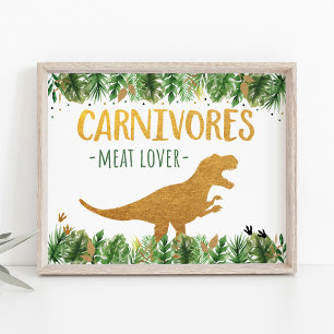 Dinosaur Carnivores Birthday Food Sign Poster
