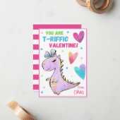 Dinosaur Carte Saint-Valentin pour les enfants Vou (Devant/Arrière en situation)