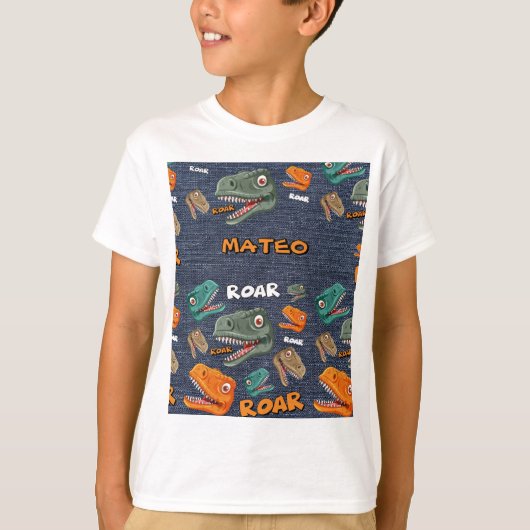 Dinosaur Cartoon Pattern for Kids T-shirt (Voorkant)