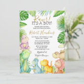 Dinosaur C'est un Baby shower garçon Invitation (Debout devant)