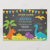 Dinosaur Chalkboard Invitation Dino Party