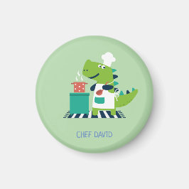 Dinosaur chef badge magneet