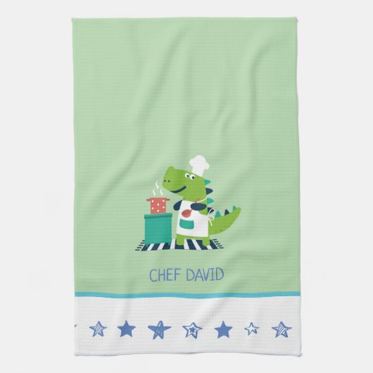 Dinosaur Chef Kitchen Towel Theedoek (Verticaal)
