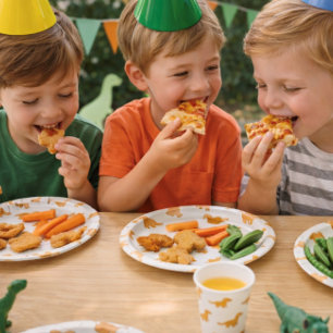 Dinosaur Chicken Nuggets Speelse Twist Leuke Kinde Papieren Bordje
