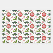 Dinosaur Christmas gepersonaliseerd Inpakpapier Vel (Voorkant 2)