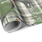 Dinosaur Christmas Plaid Cadeaupapier (Rol Hoek)