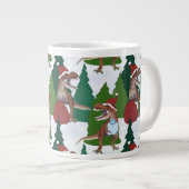 Dinosaur Christmas T-Rex Santa Extra Grote Beker (Voorkant rechts)