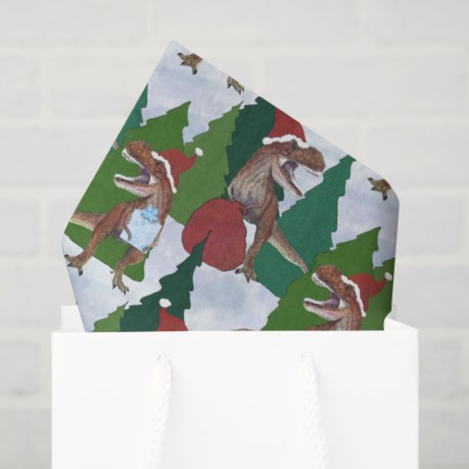 Dinosaur Christmas T-Rex Santa Tissuepapier (Cadeauzakje)