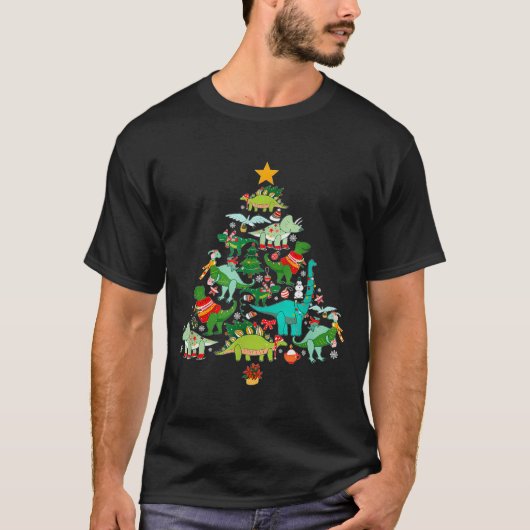 Dinosaur Christmas Tree I Believe In Santa And Din T-shirt (Voorkant)