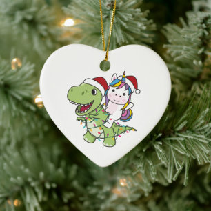 Dinosaur Christmas Unicorn Winter T-Rex Dino Keramisch Ornament