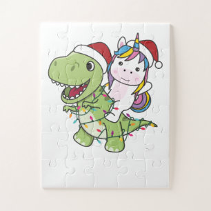 Dinosaur Christmas Unicorn Winter T-Rex Dino Legpuzzel