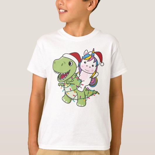 Dinosaur Christmas Unicorn Winter T-Rex Dino T-shirt (Voorkant)